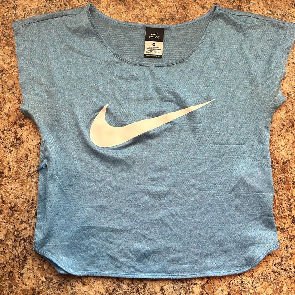 Nike Jersey-Type Cropped Workout Top, Blue